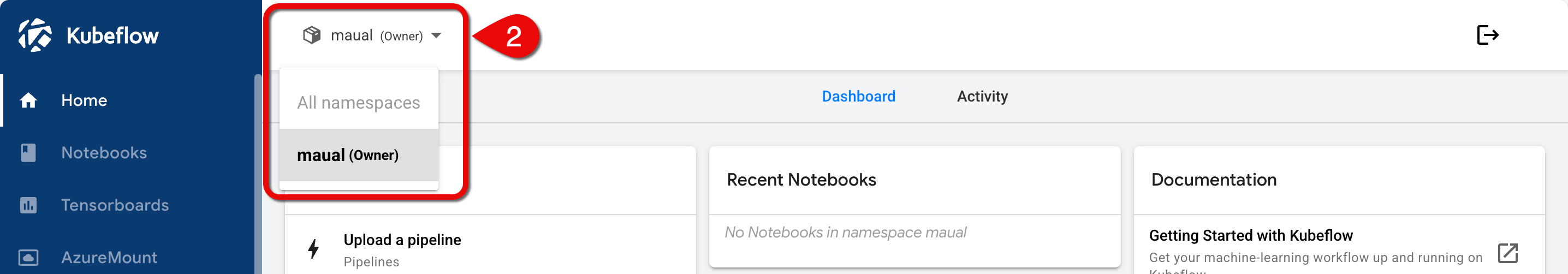 Namespace dropdown menu